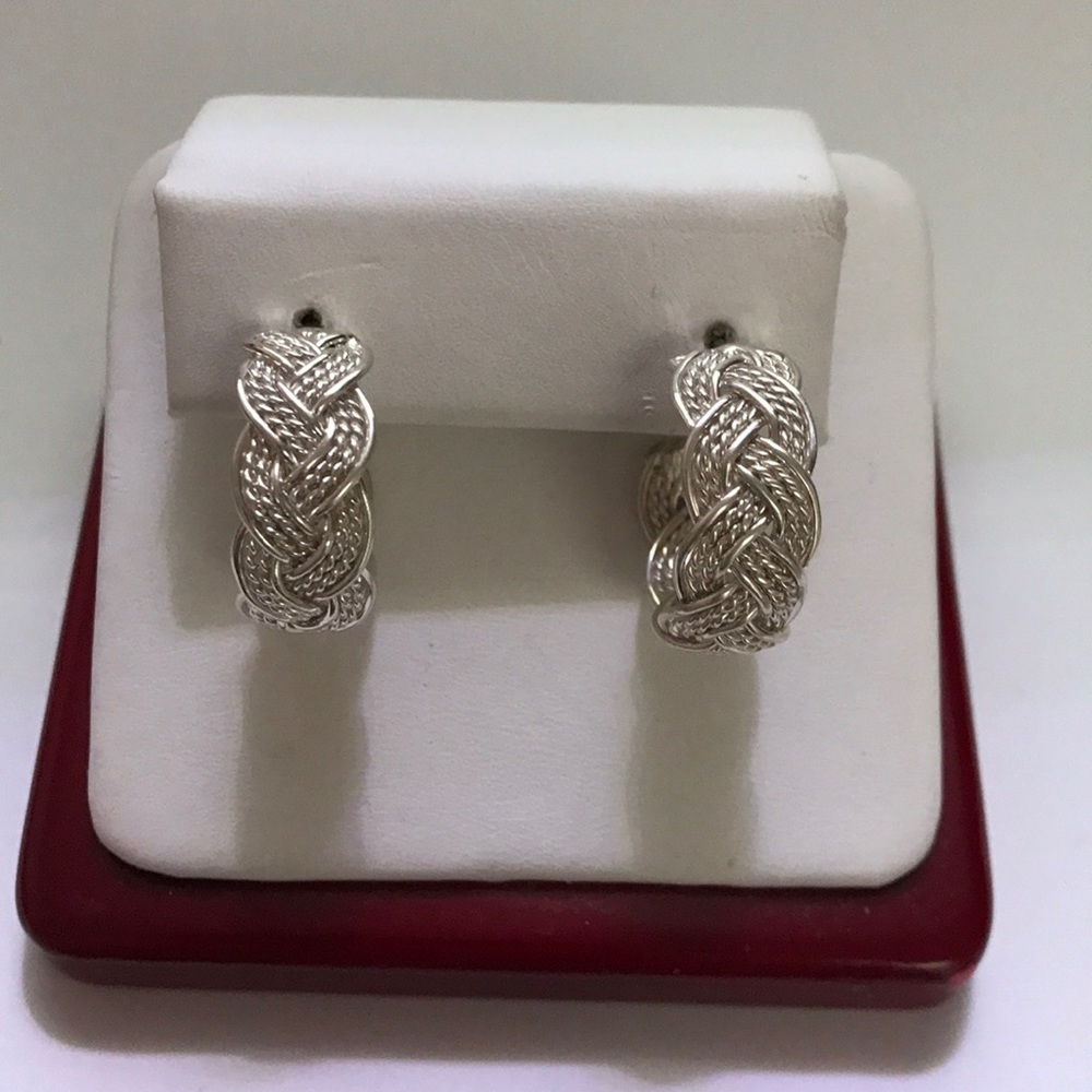 Sterling silver braided earrings